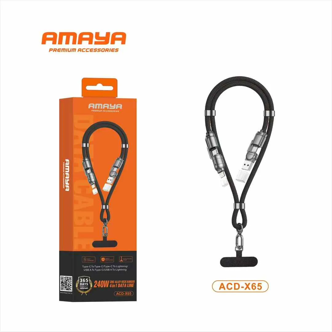 AMAYA ACD-X65 240W 4-in-1 Fast Charging Cable – USB-C & USB-A to Type-C/Lightning Data Cable (Zinc Alloy, PD Fast Charge) 2