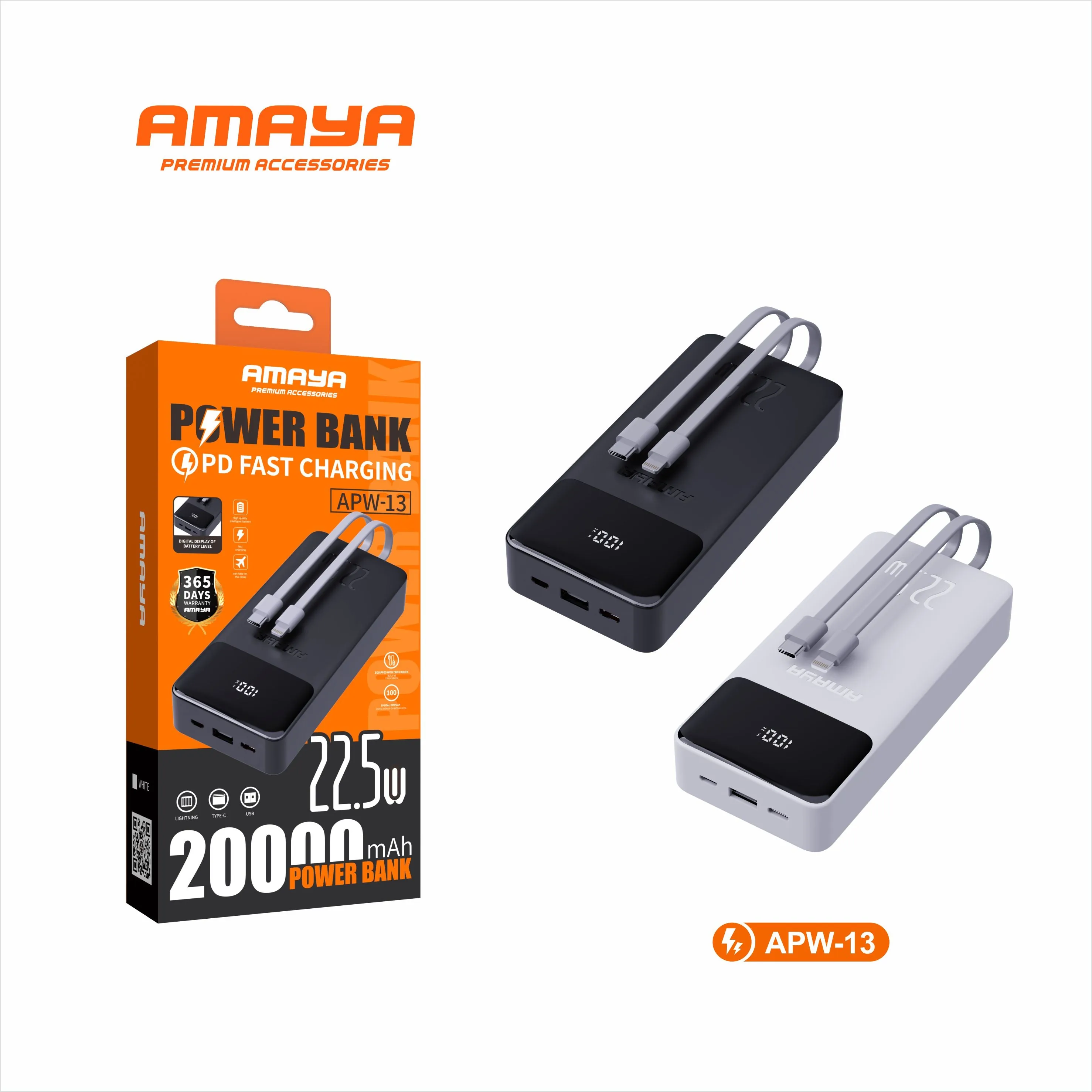 🔋 Amaya APW‑13 Power Bank – 20,000mAh with Dual Ports & 22.5W Super‑Fast Charging 2