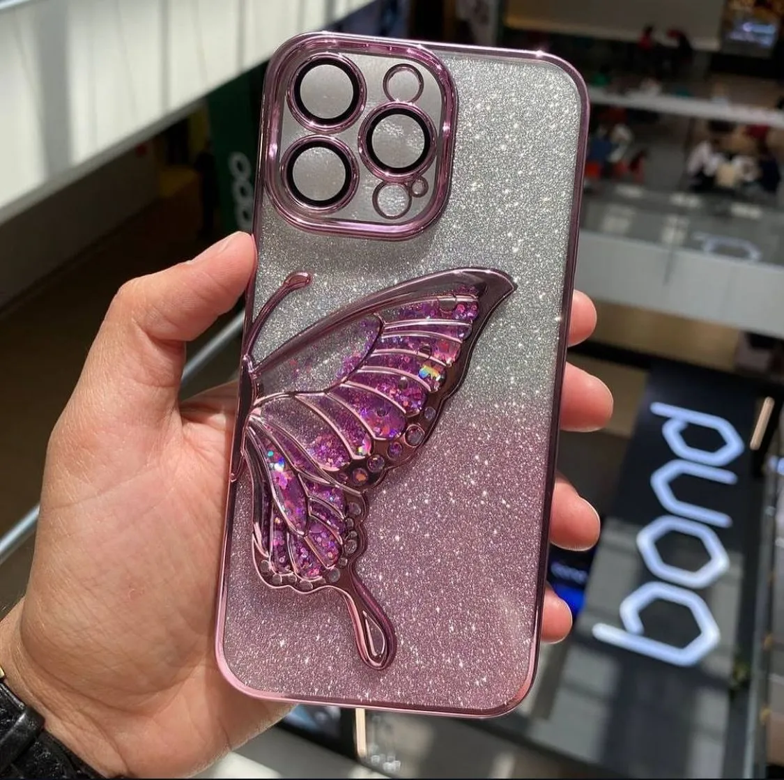 Butterfly Glitter Case with Camera borders for iPhone 11/11 Pro/11 Pro Max/12 Pro/12 Pro Max/13 Pro Max/14 Pro Max/15/15 Pro/15 Pro Max