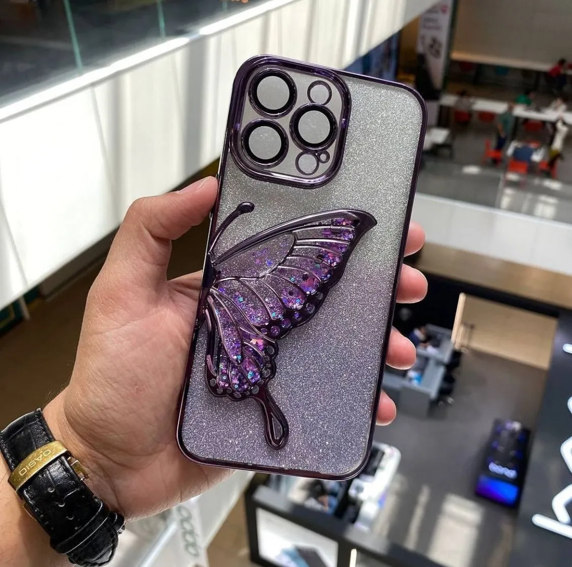 Butterfly Glitter Case with Camera borders for iPhone 11/11 Pro/11 Pro Max/12 Pro/12 Pro Max/13 Pro Max/14 Pro Max/15/15 Pro/15 Pro Max 2