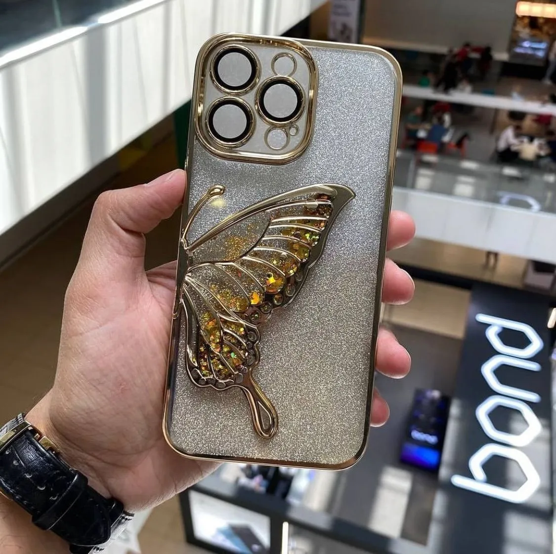 Butterfly Glitter Case with Camera borders for iPhone 11/11 Pro/11 Pro Max/12 Pro/12 Pro Max/13 Pro Max/14 Pro Max/15/15 Pro/15 Pro Max 3