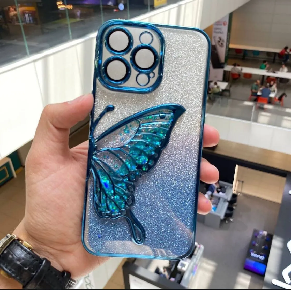 Butterfly Glitter Case with Camera borders for iPhone 11/11 Pro/11 Pro Max/12 Pro/12 Pro Max/13 Pro Max/14 Pro Max/15/15 Pro/15 Pro Max 4