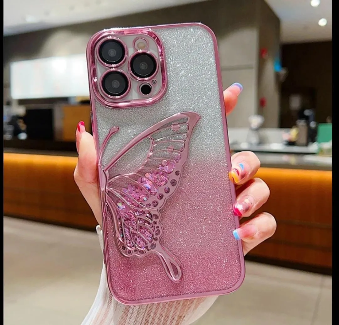 Butterfly Glitter Case with Camera borders for iPhone 11/11 Pro/11 Pro Max/12 Pro/12 Pro Max/13 Pro Max/14 Pro Max/15/15 Pro/15 Pro Max 7