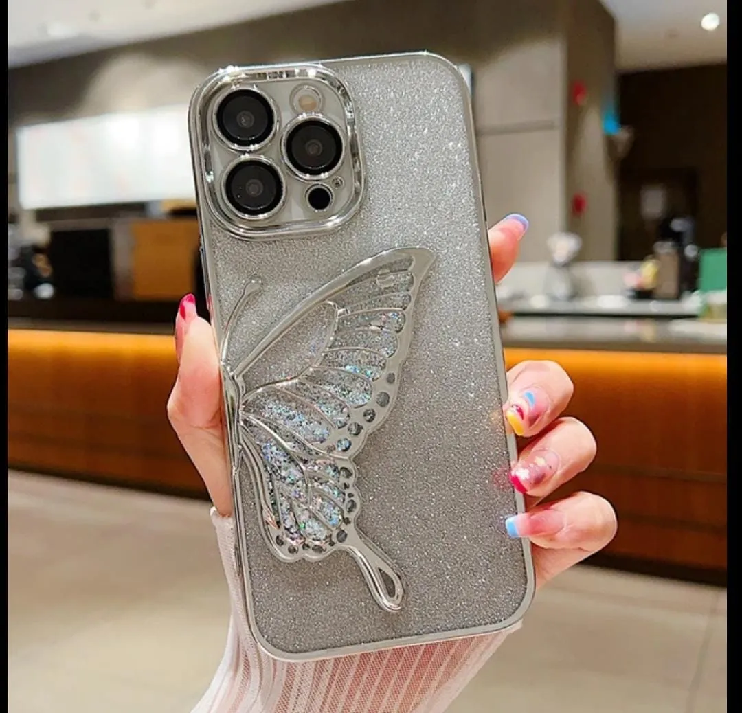Butterfly Glitter Case with Camera borders for iPhone 11/11 Pro/11 Pro Max/12 Pro/12 Pro Max/13 Pro Max/14 Pro Max/15/15 Pro/15 Pro Max 9