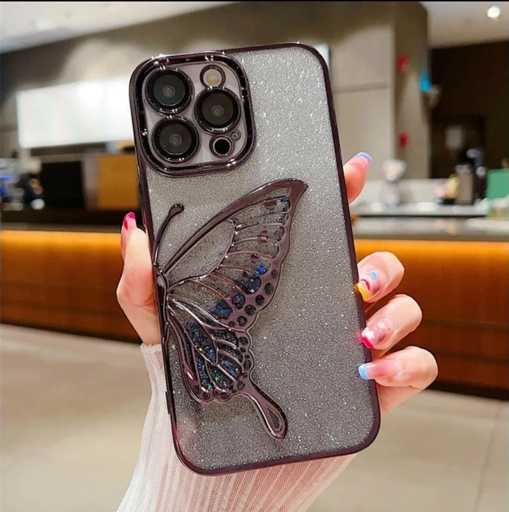 Butterfly Glitter Case with Camera borders for iPhone 11/11 Pro/11 Pro Max/12 Pro/12 Pro Max/13 Pro Max/14 Pro Max/15/15 Pro/15 Pro Max 10