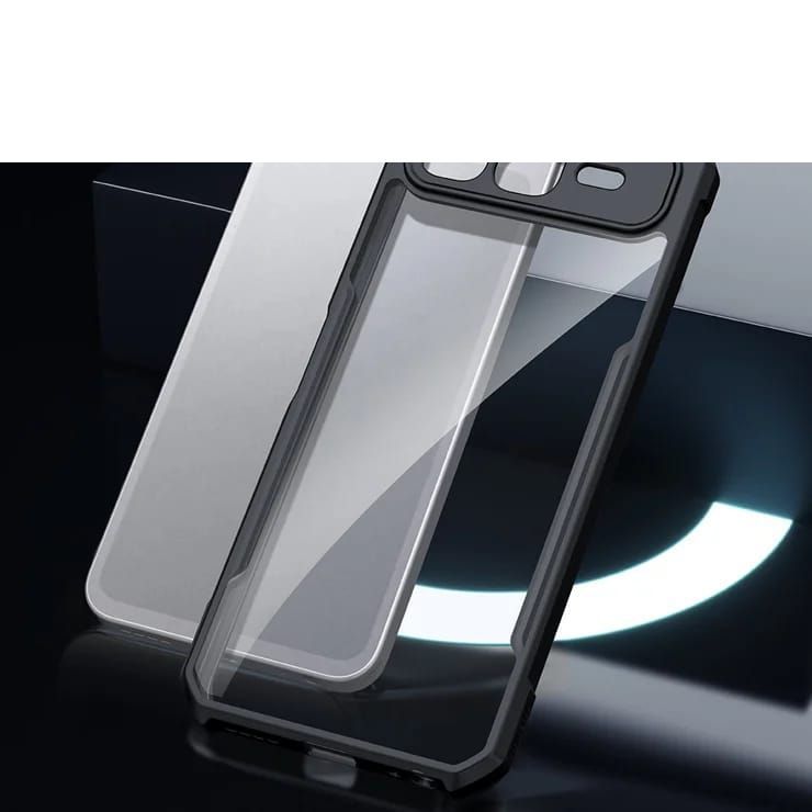 Infinix Smart 10 Plus IPAKY Luxury Shockproof Crystal Clear Non Yellowing Back Cover Case Protective Design Transparent Mobile Back Cover Black Bumper Case 2