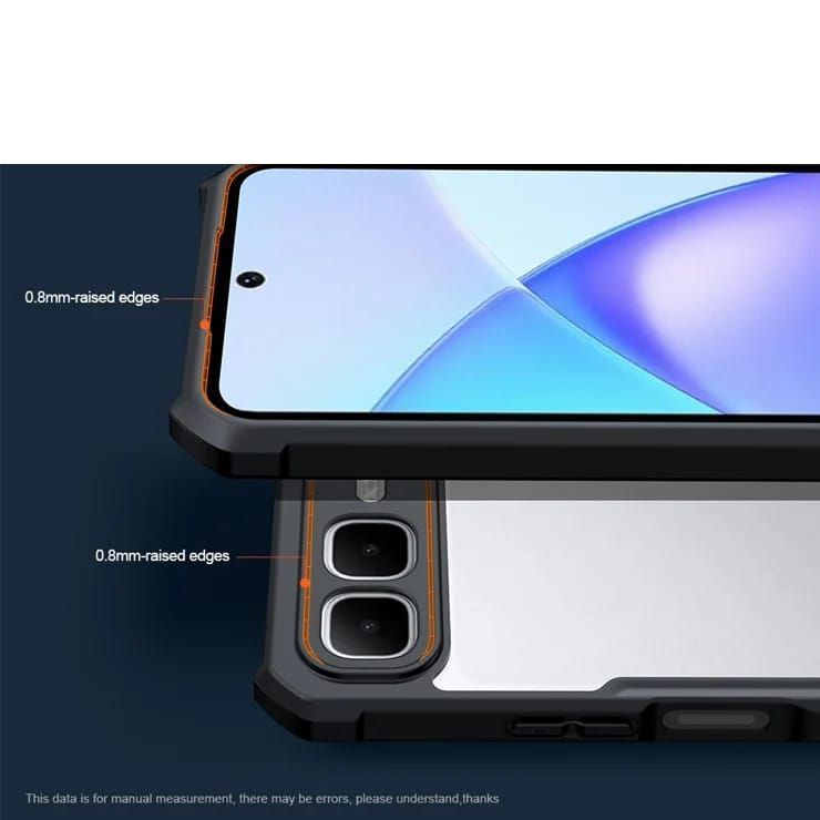 Infinix Smart 10 Plus IPAKY Luxury Shockproof Crystal Clear Non Yellowing Back Cover Case Protective Design Transparent Mobile Back Cover Black Bumper Case 5