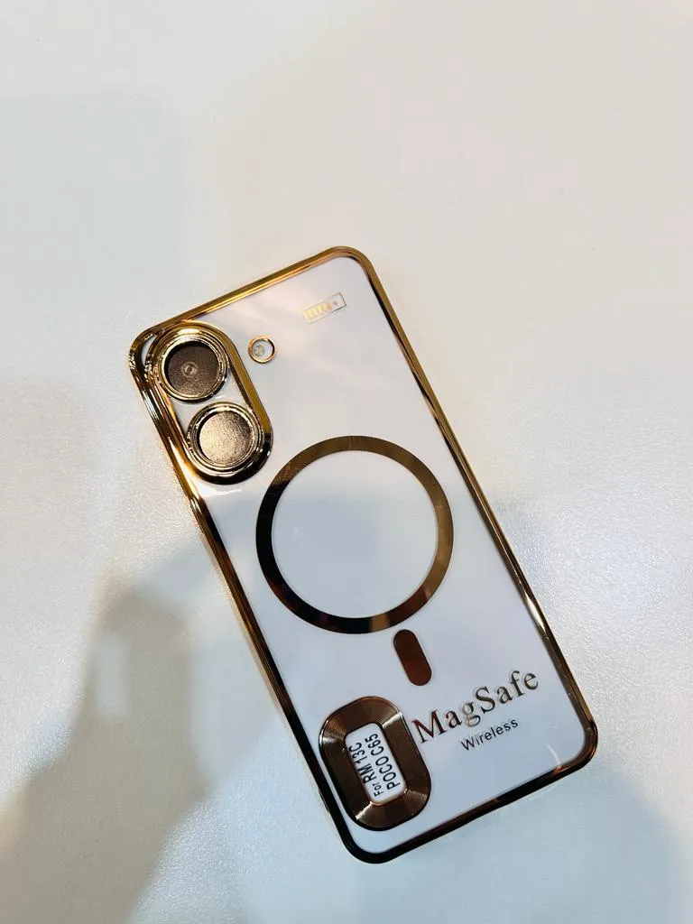 Redmi 13c Back Cover Luxury 6D Plating Soft Case Camera Lens Protection Crome Case MAG SAFE Case 9