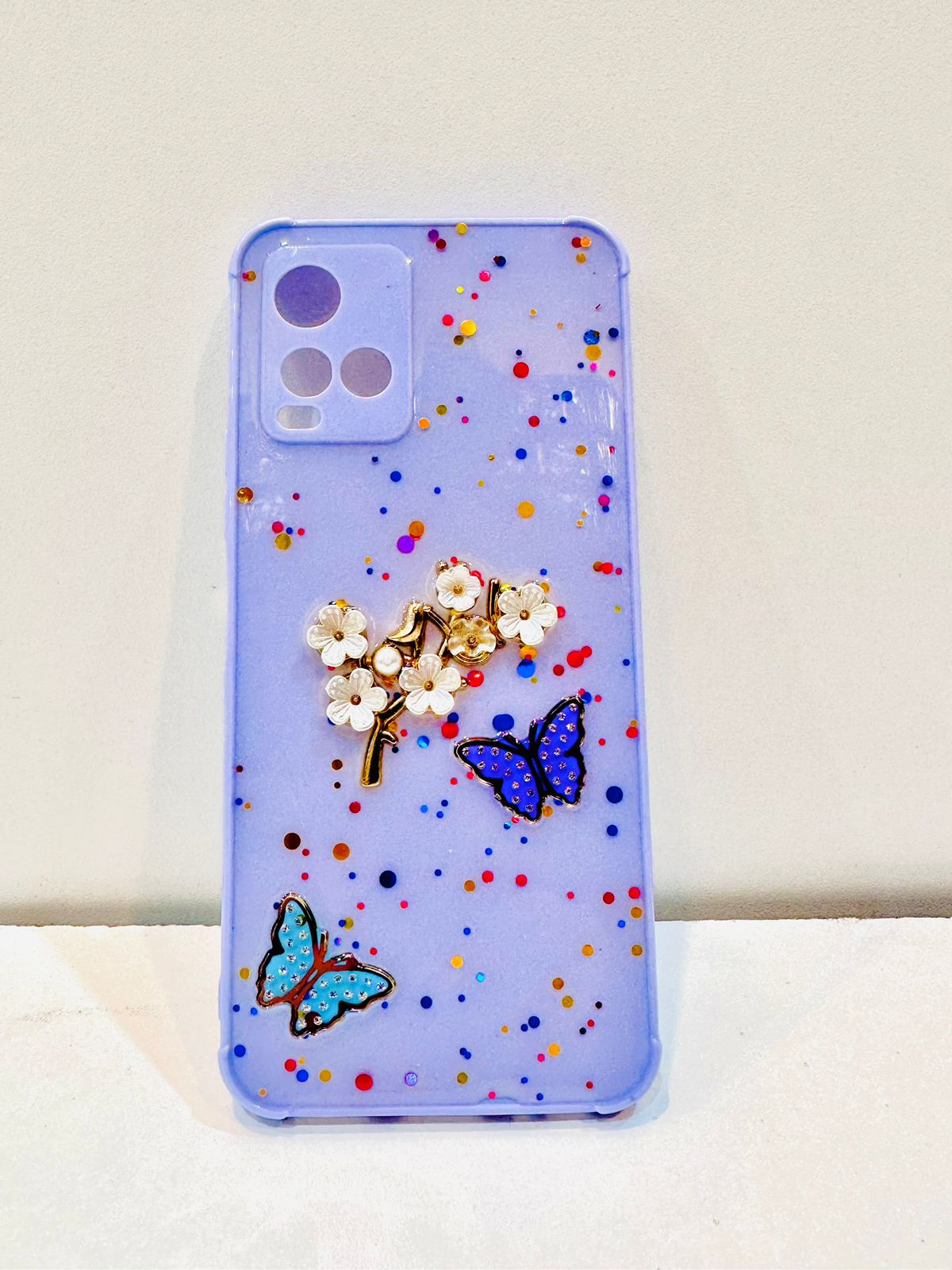 Lahore Mobile Pouch Fancy Flower Butterfly Back Cover for VIVO Y21T Y33s Y21 Y21A, Liquid Silicone Case with Precise Cutouts, Soft Grip, 9 Color Options 2