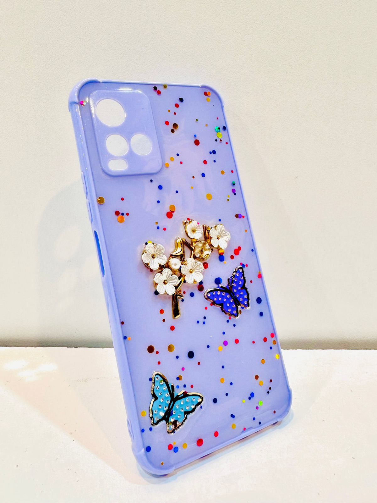 Lahore Mobile Pouch Fancy Flower Butterfly Back Cover for VIVO Y21T Y33s Y21 Y21A, Liquid Silicone Case with Precise Cutouts, Soft Grip, 9 Color Options 3