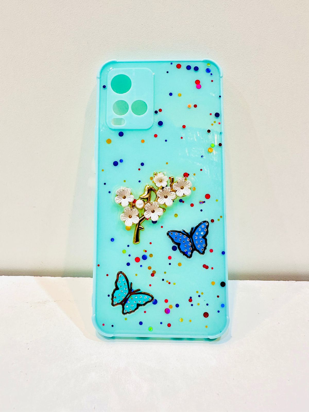Lahore Mobile Pouch Fancy Flower Butterfly Back Cover for VIVO Y21T Y33s Y21 Y21A, Liquid Silicone Case with Precise Cutouts, Soft Grip, 9 Color Options 4