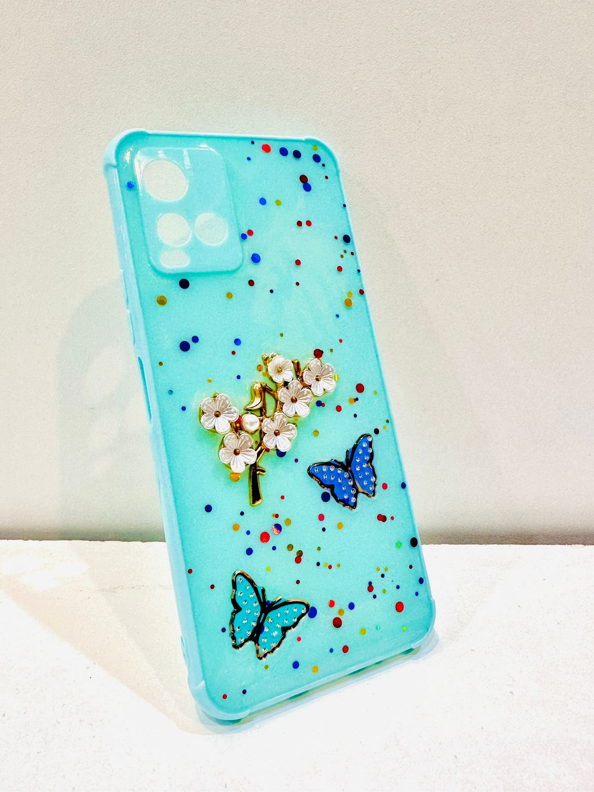 Lahore Mobile Pouch Fancy Flower Butterfly Back Cover for VIVO Y21T Y33s Y21 Y21A, Liquid Silicone Case with Precise Cutouts, Soft Grip, 9 Color Options 5