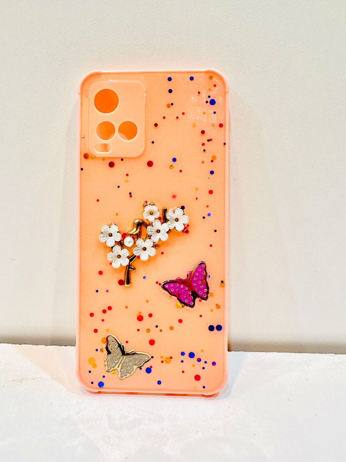 Lahore Mobile Pouch Fancy Flower Butterfly Back Cover for VIVO Y21T Y33s Y21 Y21A, Liquid Silicone Case with Precise Cutouts, Soft Grip, 9 Color Options 6