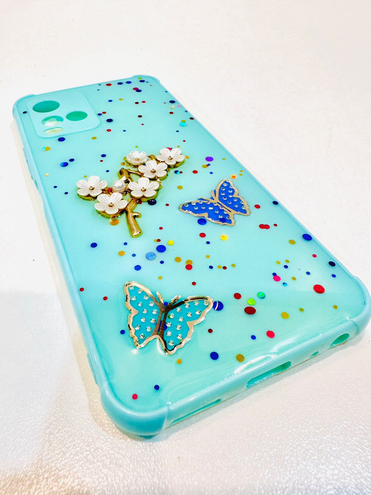 Lahore Mobile Pouch Fancy Flower Butterfly Back Cover for VIVO Y21T Y33s Y21 Y21A, Liquid Silicone Case with Precise Cutouts, Soft Grip, 9 Color Options 10