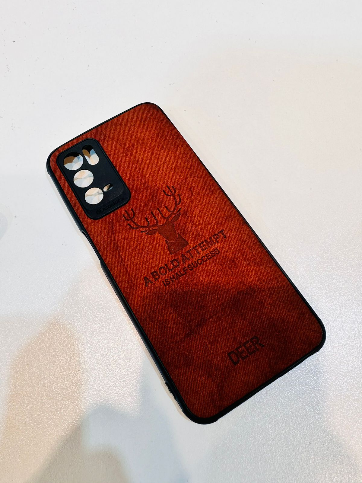 Lahore Mobile Pouch For Oppo A16 Hybrid Soft TPU Deer Pattern Leather Shockproof Case Cover - Oppo A16 Back Cover 6