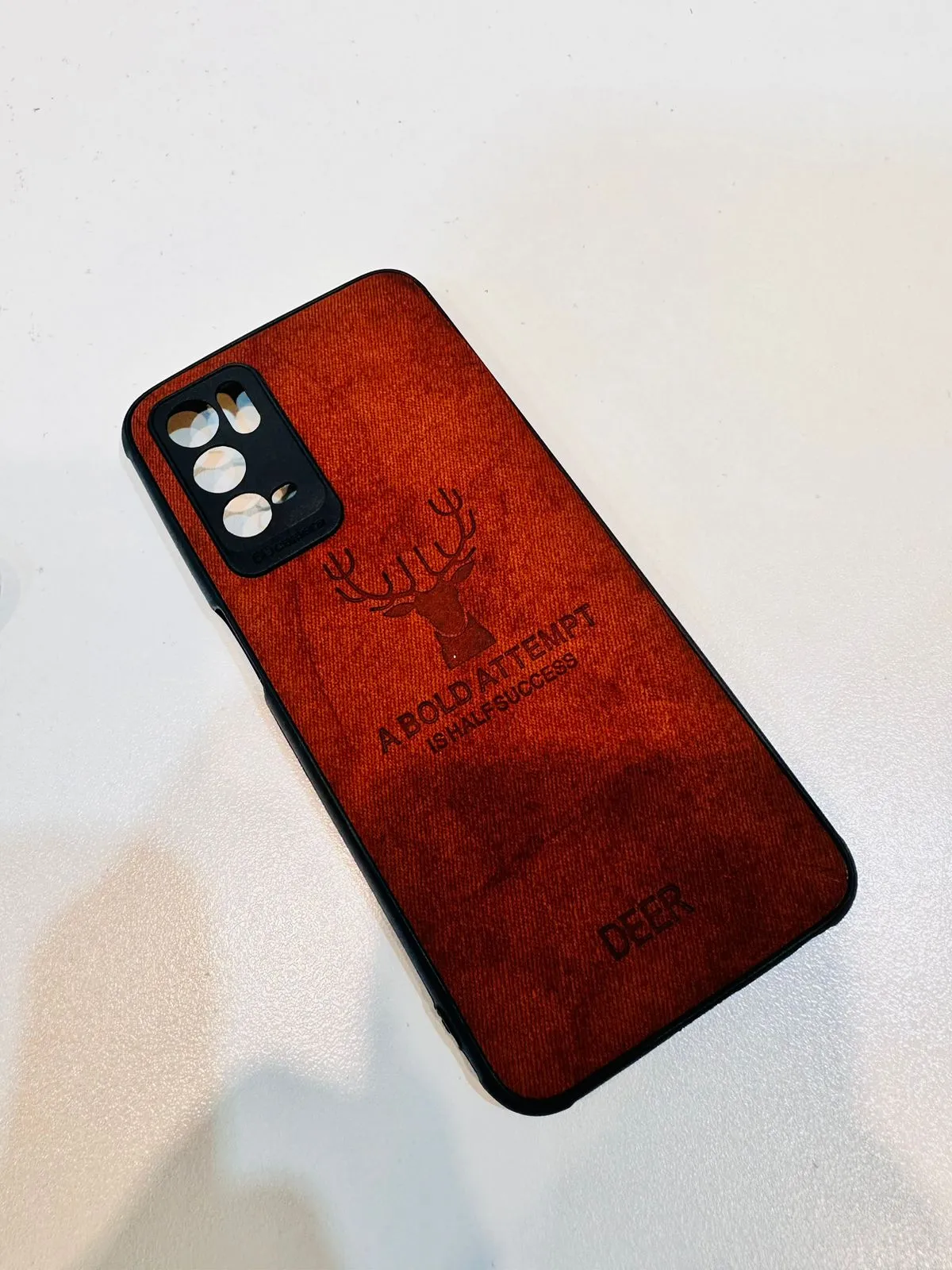 Oppo A16 Hybrid Soft TPU Deer Pattern Leather Shockproof Case Cover Oppo A16 Back Cover 6