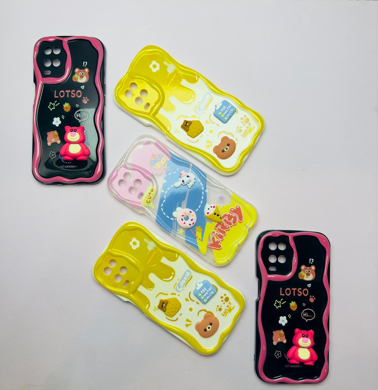 Lahore Mobile Pouch for Oppo A54 Back Cover Colorful Wavy Phone Cases - Luxury Back Cover - Creative Lovely 3D Doll -Girls Back Cover