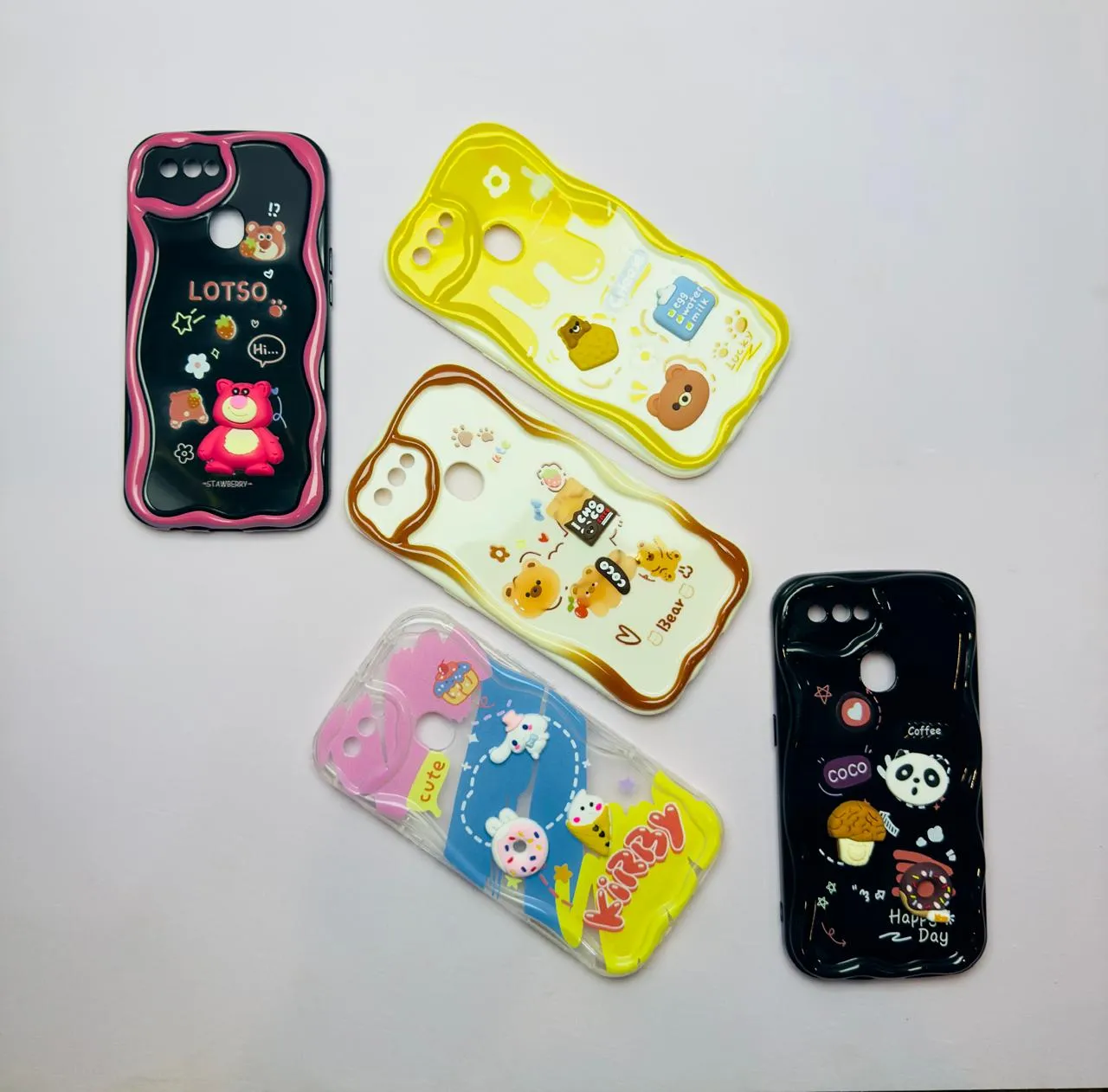 Lahore Mobile Pouch for OPPO A5S / A7 / A12 / A12S Back Cover Colorful Wavy Phone Cases - Luxury Back Cover - Creative Lovely 3D Doll -Girls Back Cover