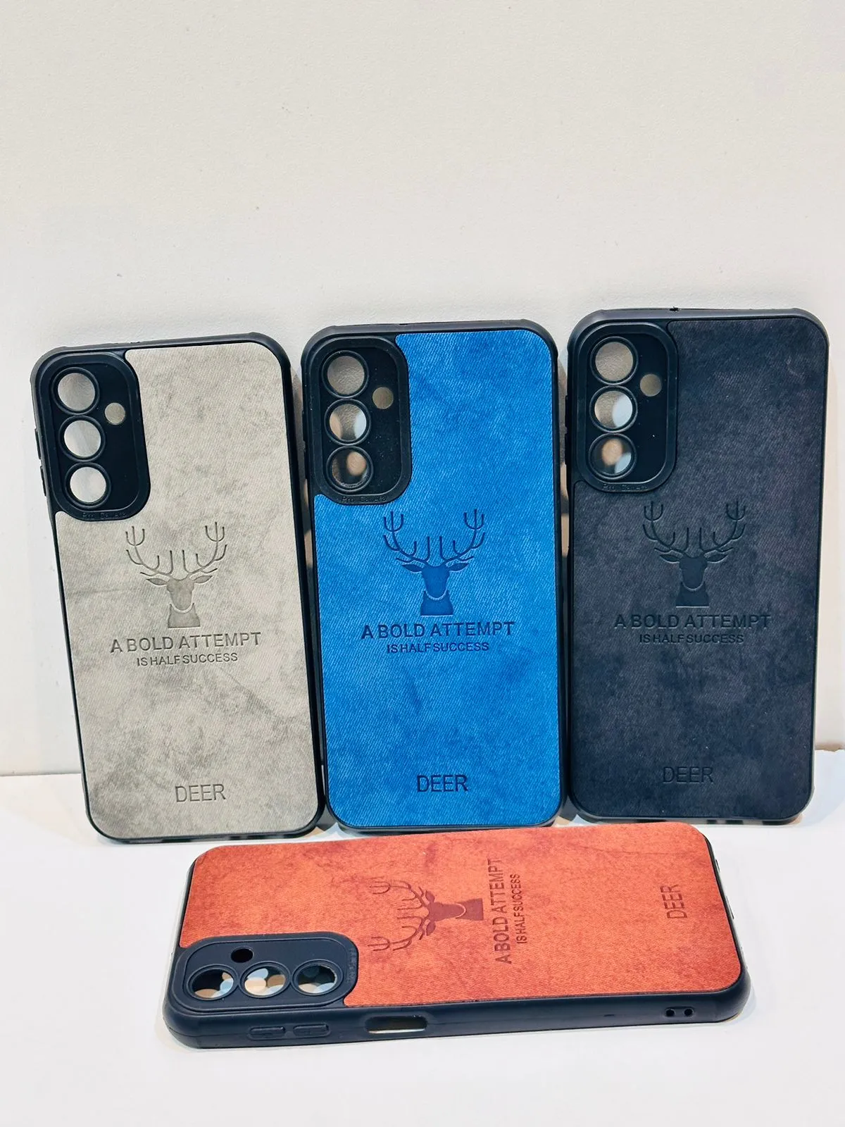 Lahore Mobile Pouch For Samsung A14 Hybrid Soft TPU Deer Pattern Leather Shockproof Case Cover - Samsung A14 Back Cover