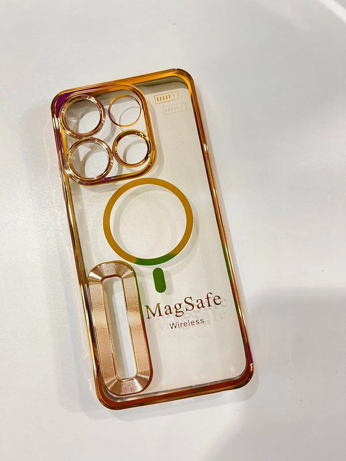 Lahore Mobile Pouch for Tecno Pop 7 / Pop 7 pro Back Cover Luxury 6D Plating Soft Case Camera Lens Protection - Crome Case - MAG SAFE Case