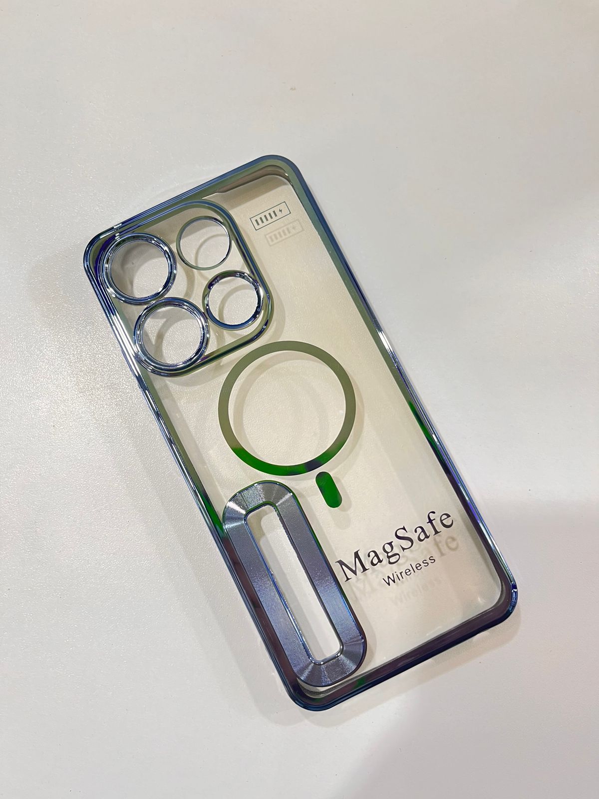 Lahore Mobile Pouch for Tecno Pop 7 / Pop 7 pro Back Cover Luxury 6D Plating Soft Case Camera Lens Protection - Crome Case - MAG SAFE Case 3