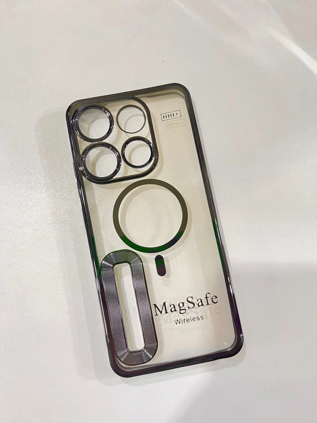 Tecno Pop 7 / Pop 7 pro Back Cover Luxury 6D Plating Soft Case Camera Lens Protection Crome Case MAG SAFE Case 3