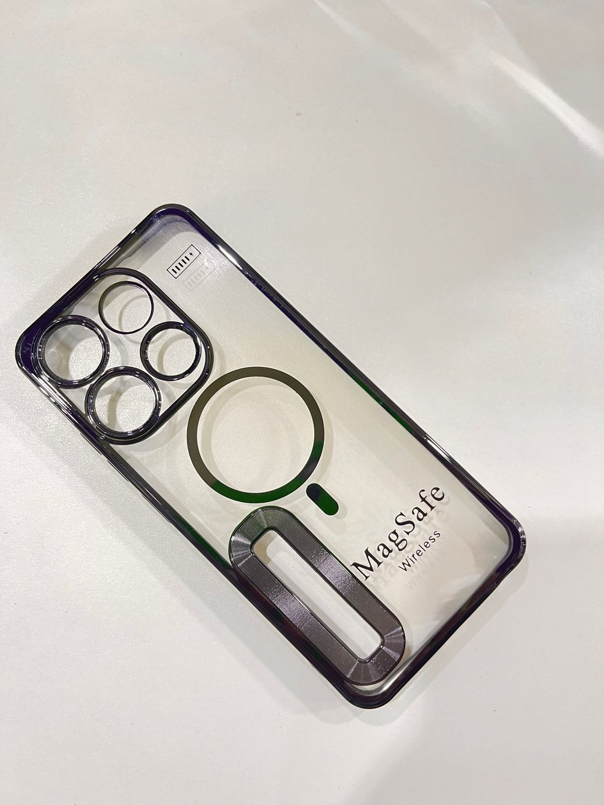 Lahore Mobile Pouch for Tecno Pop 7 / Pop 7 pro Back Cover Luxury 6D Plating Soft Case Camera Lens Protection - Crome Case - MAG SAFE Case 4