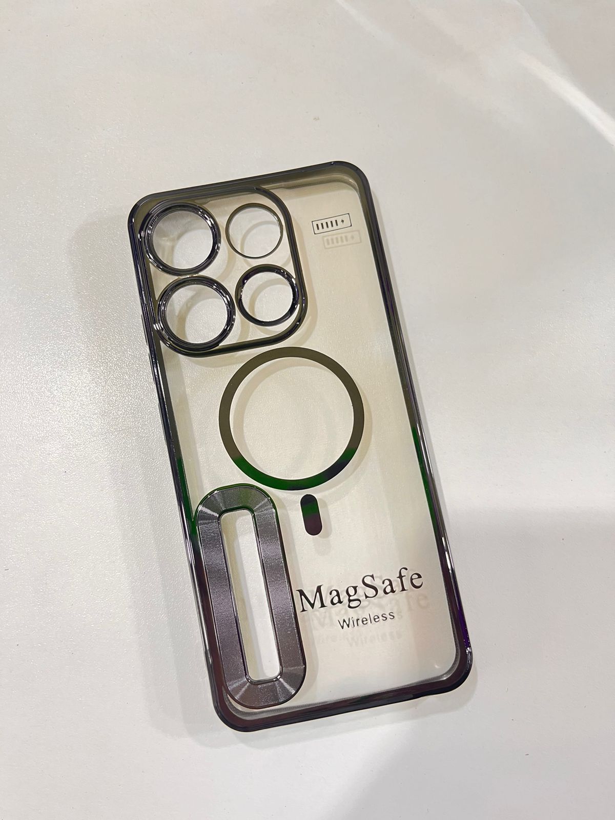 Lahore Mobile Pouch for Tecno Pop 7 / Pop 7 pro Back Cover Luxury 6D Plating Soft Case Camera Lens Protection - Crome Case - MAG SAFE Case 5