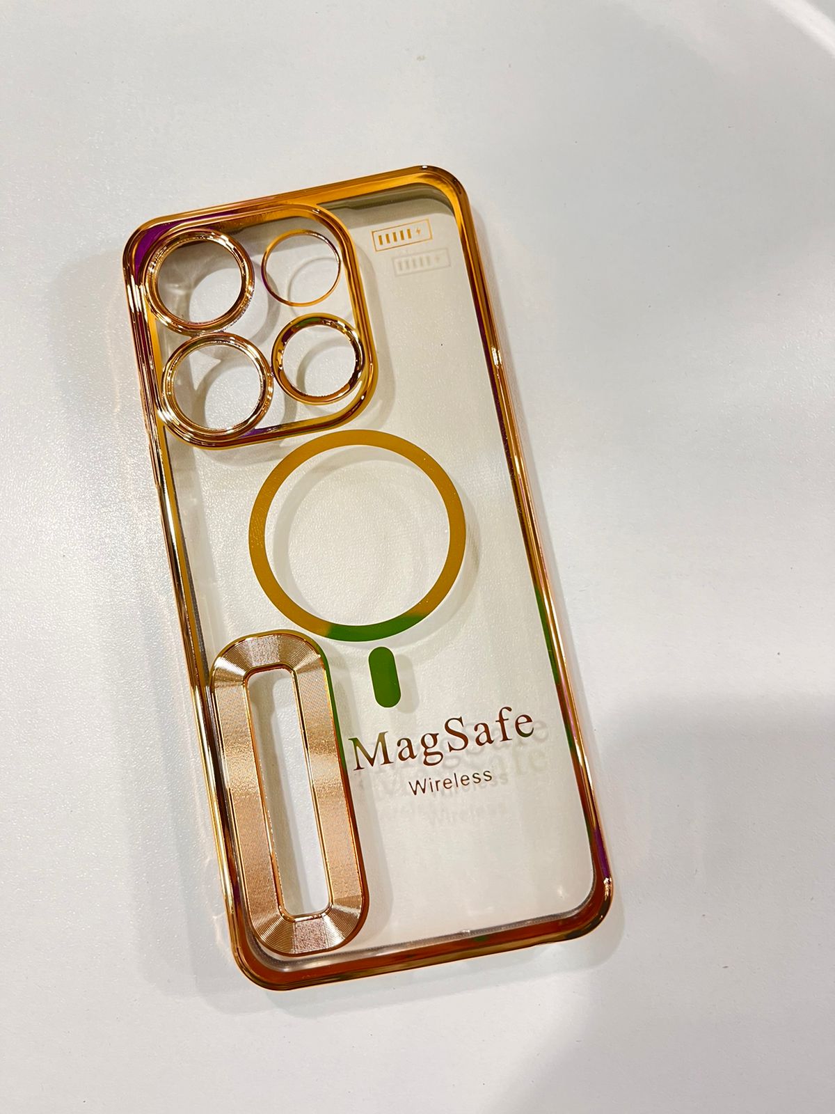 Lahore Mobile Pouch for Tecno Pop 7 / Pop 7 pro Back Cover Luxury 6D Plating Soft Case Camera Lens Protection - Crome Case - MAG SAFE Case 7