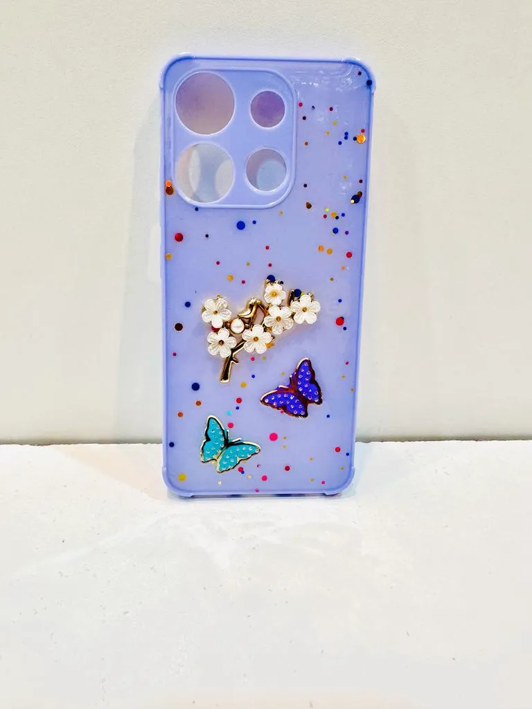 Tecno Spark Go 2023 / Tecno Pop 7 Back Cover Girls Back Cover Fancy Flower Butterfly Covers- Tecno Spark Go 2023 / Tecno Pop 7 Back Case 2