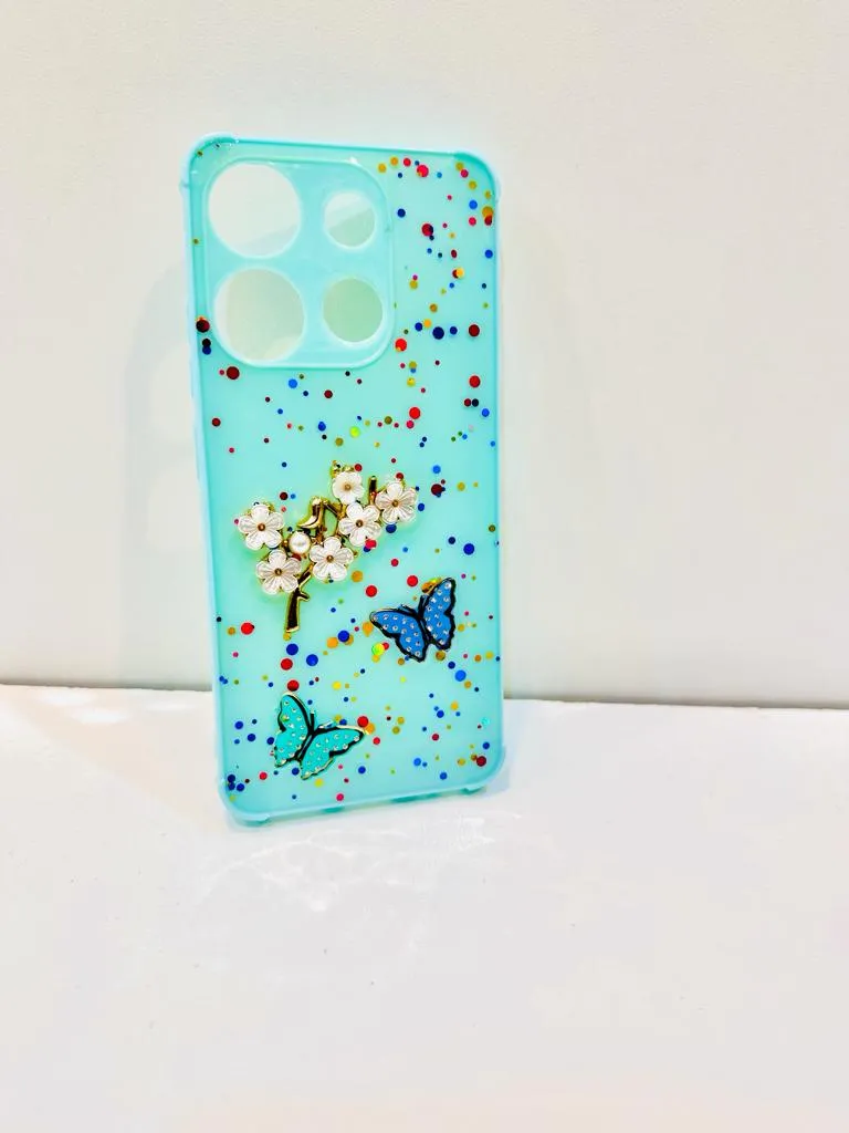 Tecno Spark Go 2023 / Tecno Pop 7 Back Cover Girls Back Cover Fancy Flower Butterfly Covers- Tecno Spark Go 2023 / Tecno Pop 7 Back Case 11