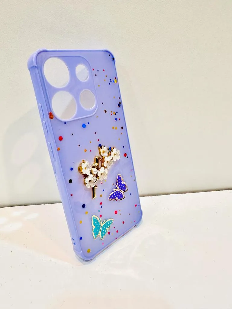 Tecno Spark Go 2023 / Tecno Pop 7 Back Cover Girls Back Cover Fancy Flower Butterfly Covers- Tecno Spark Go 2023 / Tecno Pop 7 Back Case 3