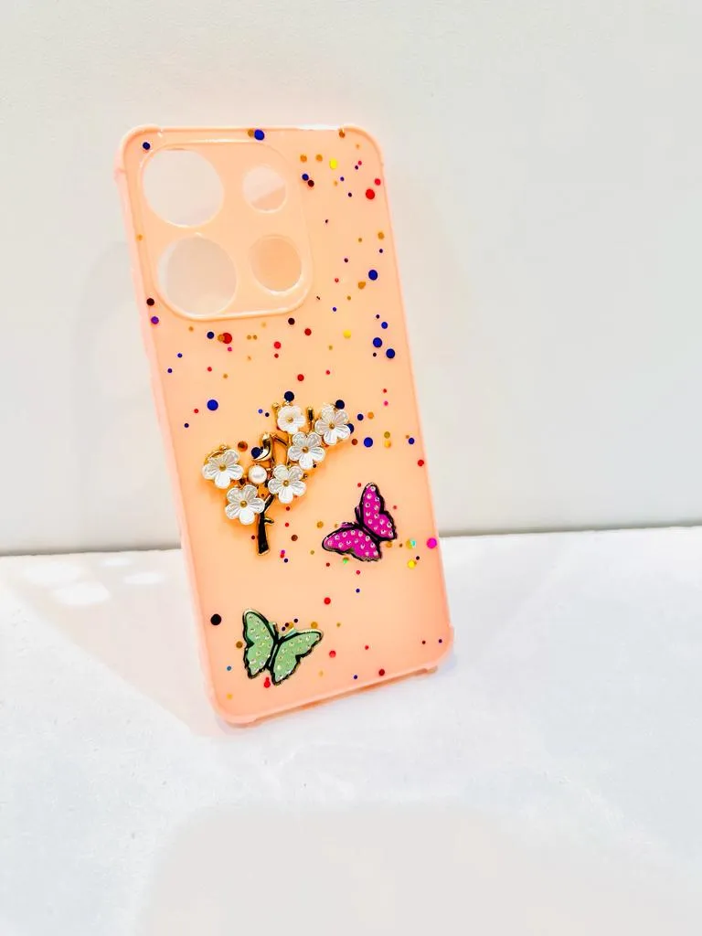 Tecno Spark Go 2023 / Tecno Pop 7 Back Cover Girls Back Cover Fancy Flower Butterfly Covers- Tecno Spark Go 2023 / Tecno Pop 7 Back Case 5