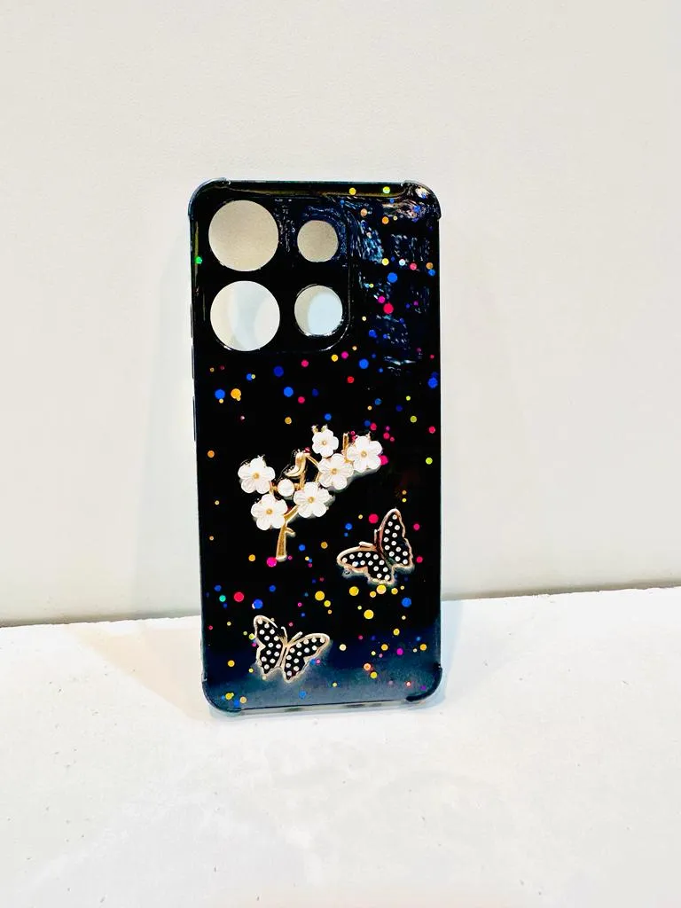 Tecno Spark Go 2023 / Tecno Pop 7 Back Cover Girls Back Cover Fancy Flower Butterfly Covers- Tecno Spark Go 2023 / Tecno Pop 7 Back Case 7