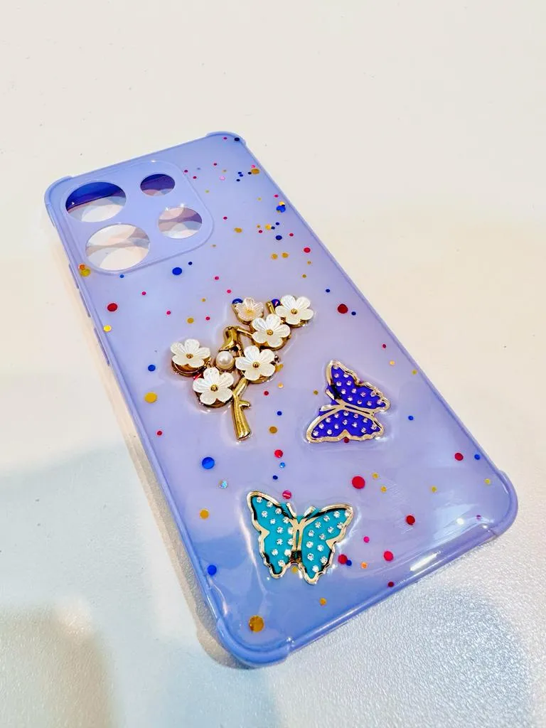 Tecno Spark Go 2023 / Tecno Pop 7 Back Cover Girls Back Cover Fancy Flower Butterfly Covers- Tecno Spark Go 2023 / Tecno Pop 7 Back Case 10