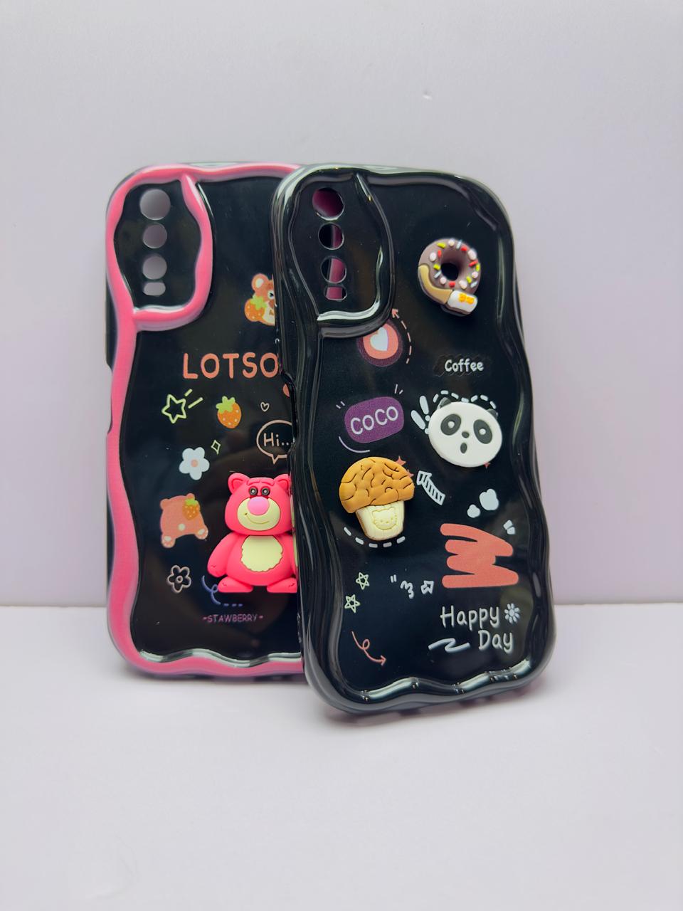 Lahore Mobile Pouch for Vivo Y20 / Y12S Y12A / Y20i Y20S Y20S Back Cover Colorful Wavy Phone Cases - Luxury Back Cover - Creative Lovely 3D Doll -Girls Back Cover 7