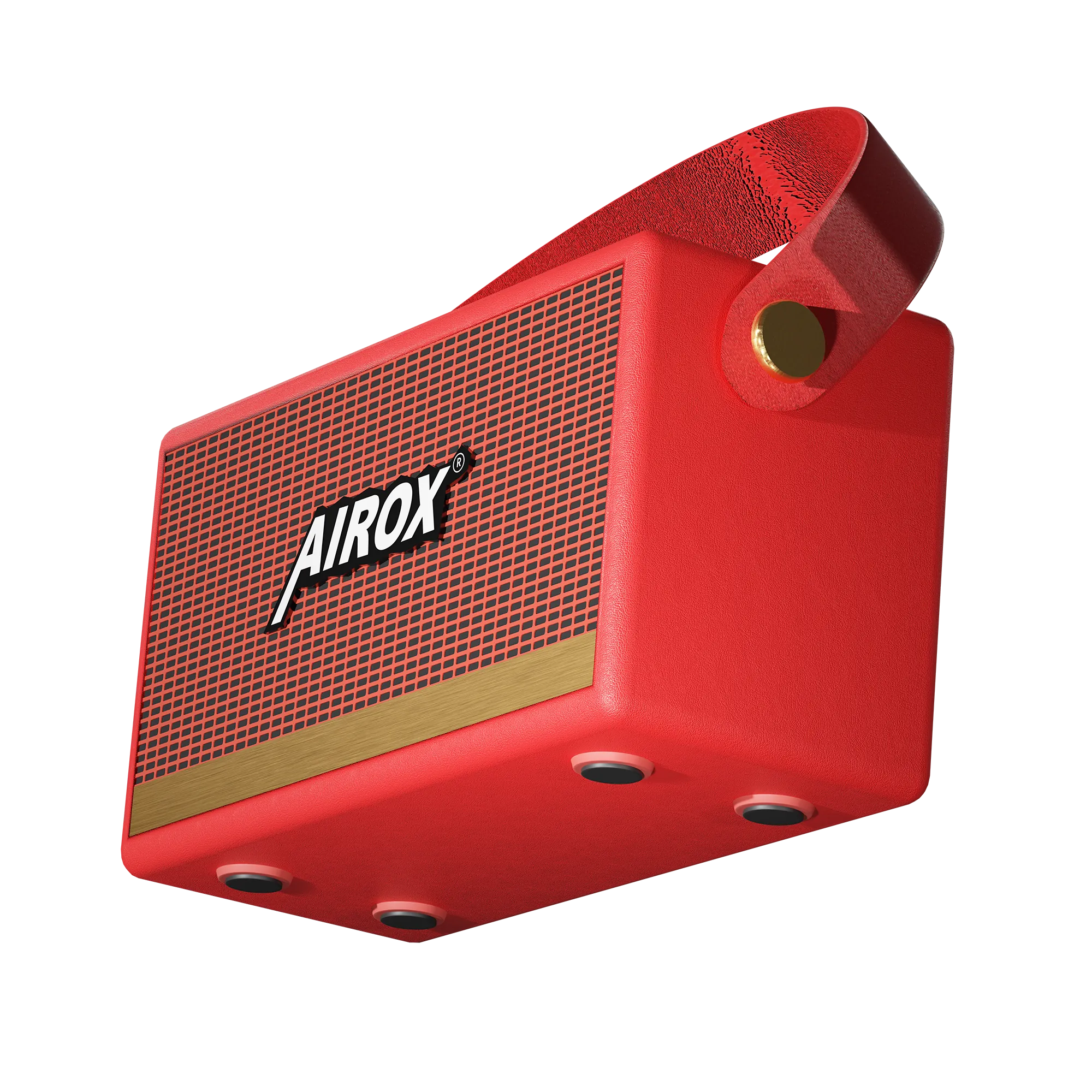 Airox SP-12 Retro Wireless Speaker – Premium Red Leather Texture & Gold Accents 3