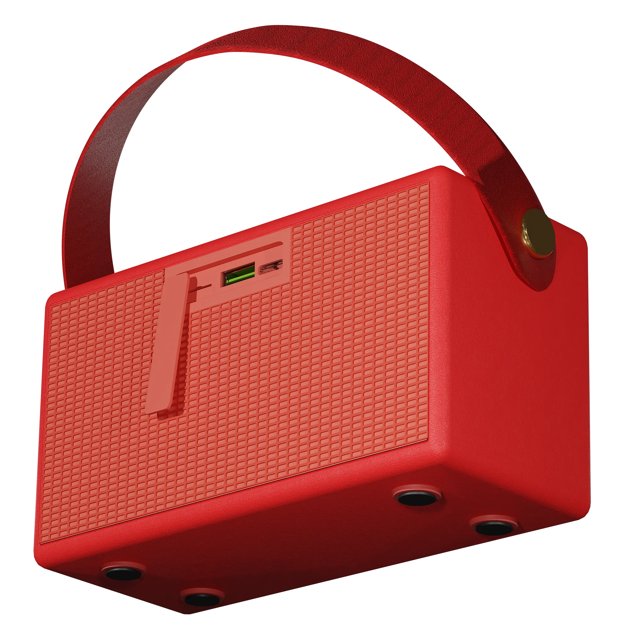Airox SP-12 Retro Wireless Speaker – Premium Red Leather Texture & Gold Accents 7